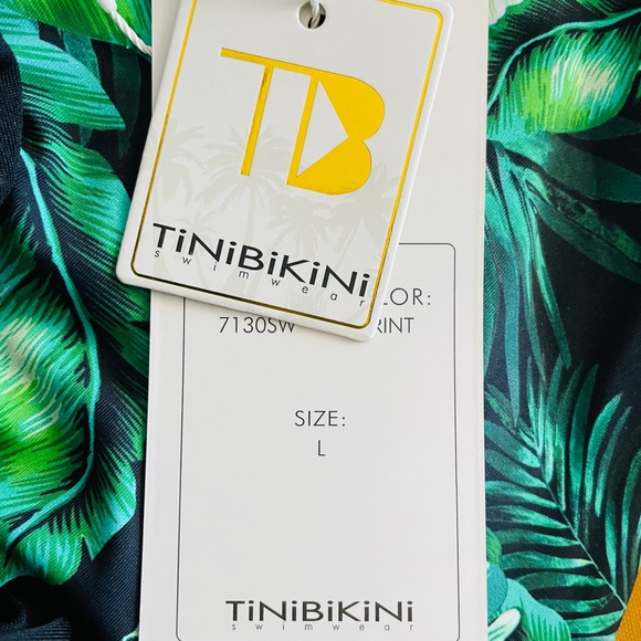 TINIBIKINI Swimwear NWT Cut-Out MONOKINI Palm Leaf Tropical Swimsuit Size Large - Picture 10 of 12